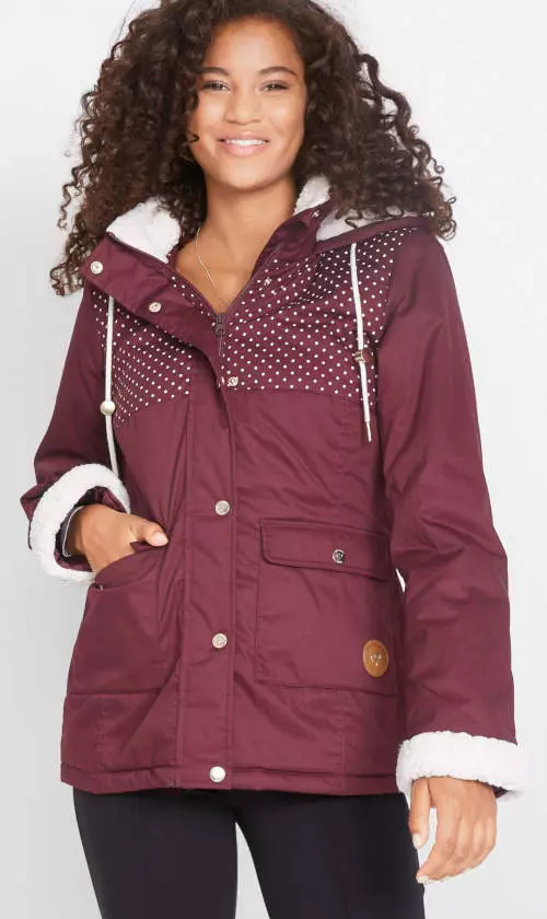 Дамско яке в цвят бордо с топъл полар