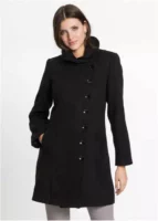 Елегантно късо палто със стояща яка и джобове