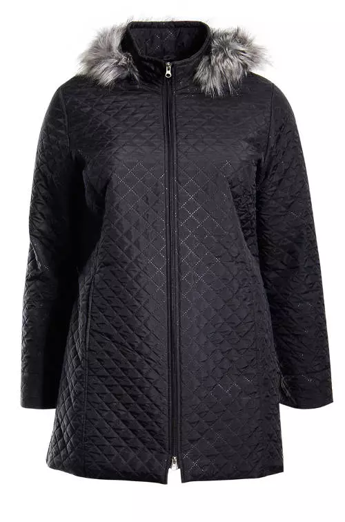 Черно ватирано дамско зимно палто