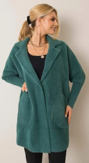 Тъмнозелено дамско палто от алпака